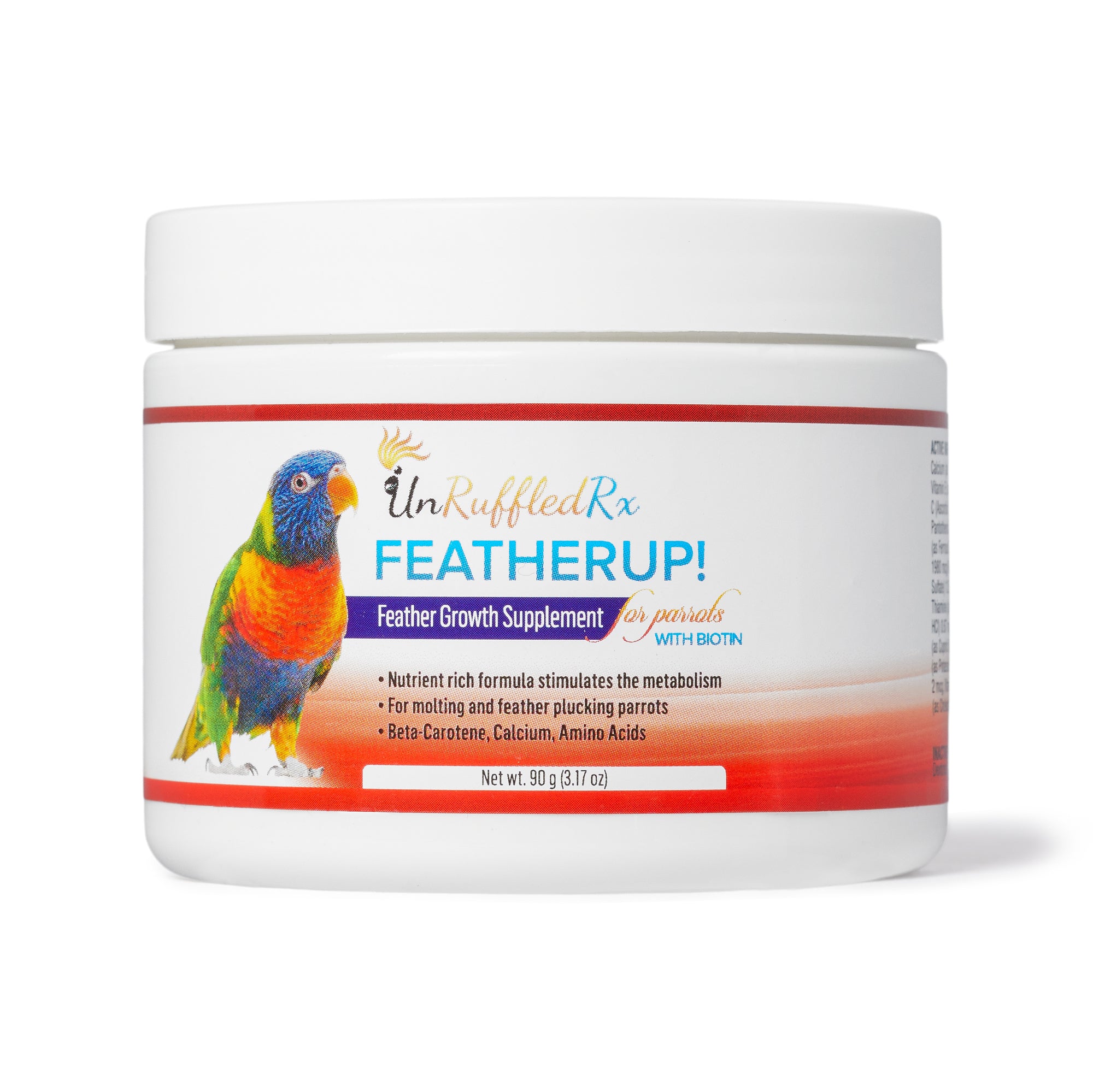 UnRuffledRx FeatheredUp! Bird Vitamins Feather Growth Supplement, 90 gm. - BirdSupplies.com