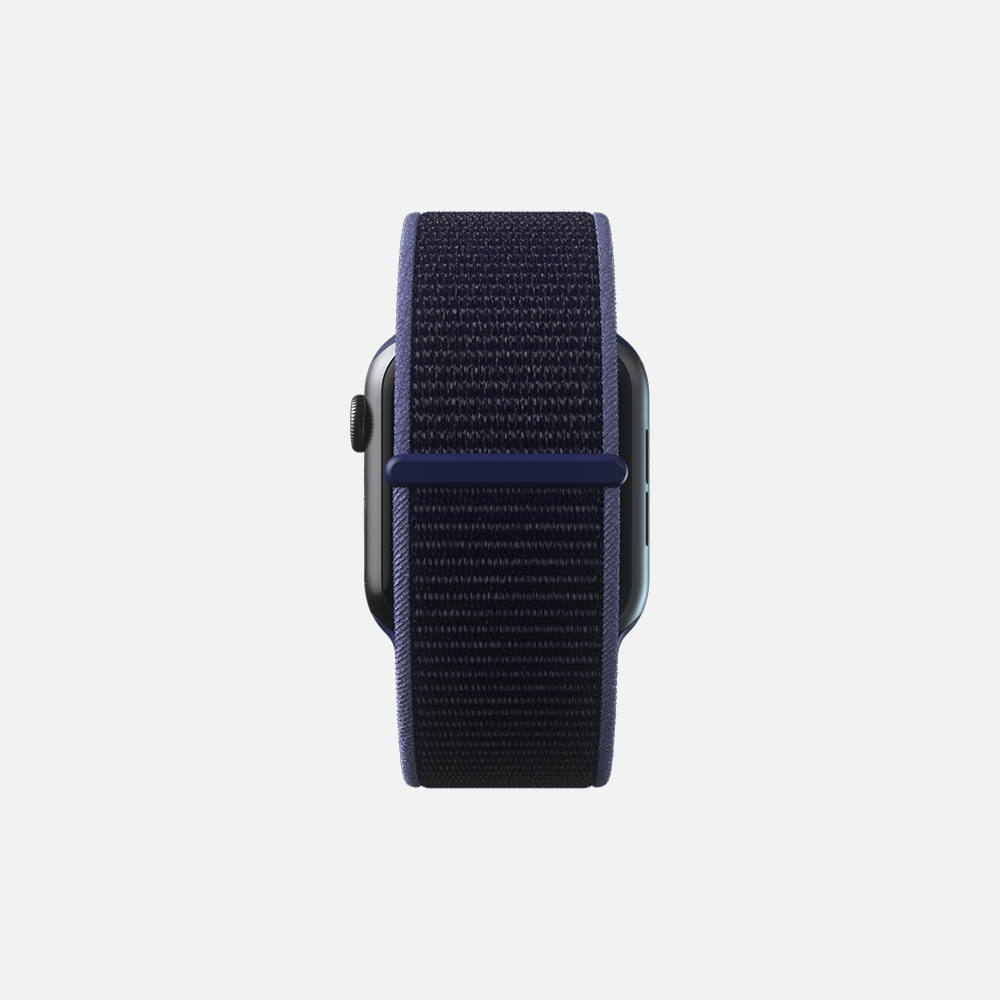 Dark blue nylon loop band for smartwatch isolated view